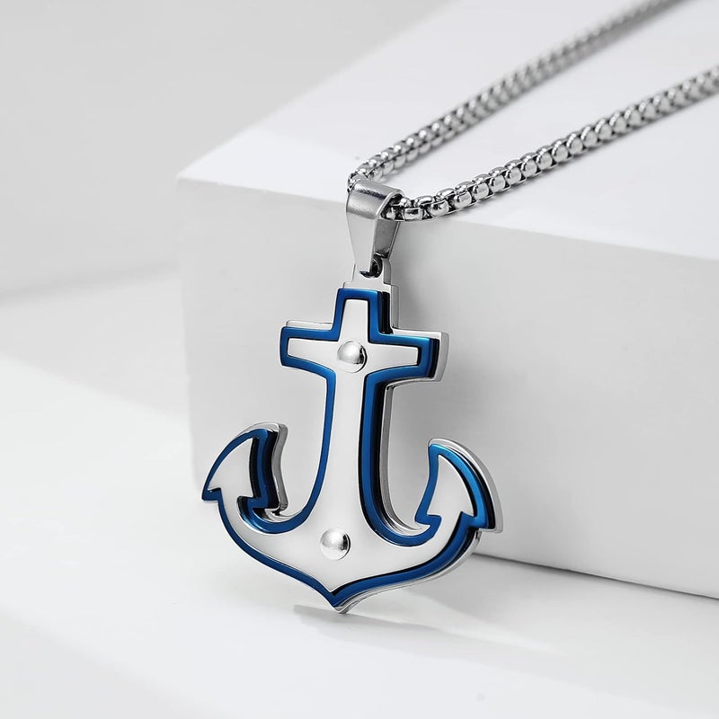 YA MI Mens Necklace, Anchor Pendant for Men Boys, 18K Gold Plated 316L Stainless Steel Jewelry Gifts for Father's Day - Image 3